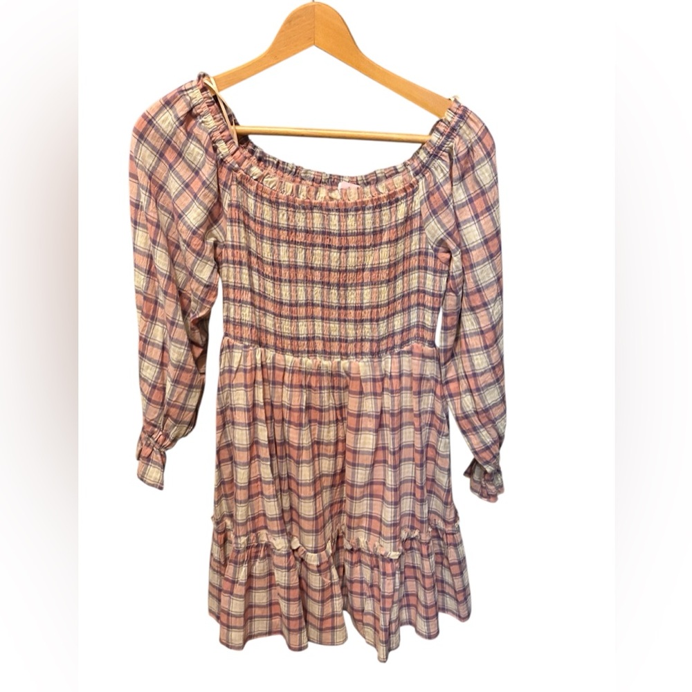 PROMESA SMALL ✨ Plaid smocked dress short excellent condition